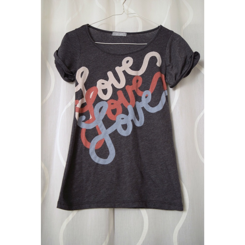 DELIA'S Grey Love Love Love Scoop Neck T-shirt | Size M